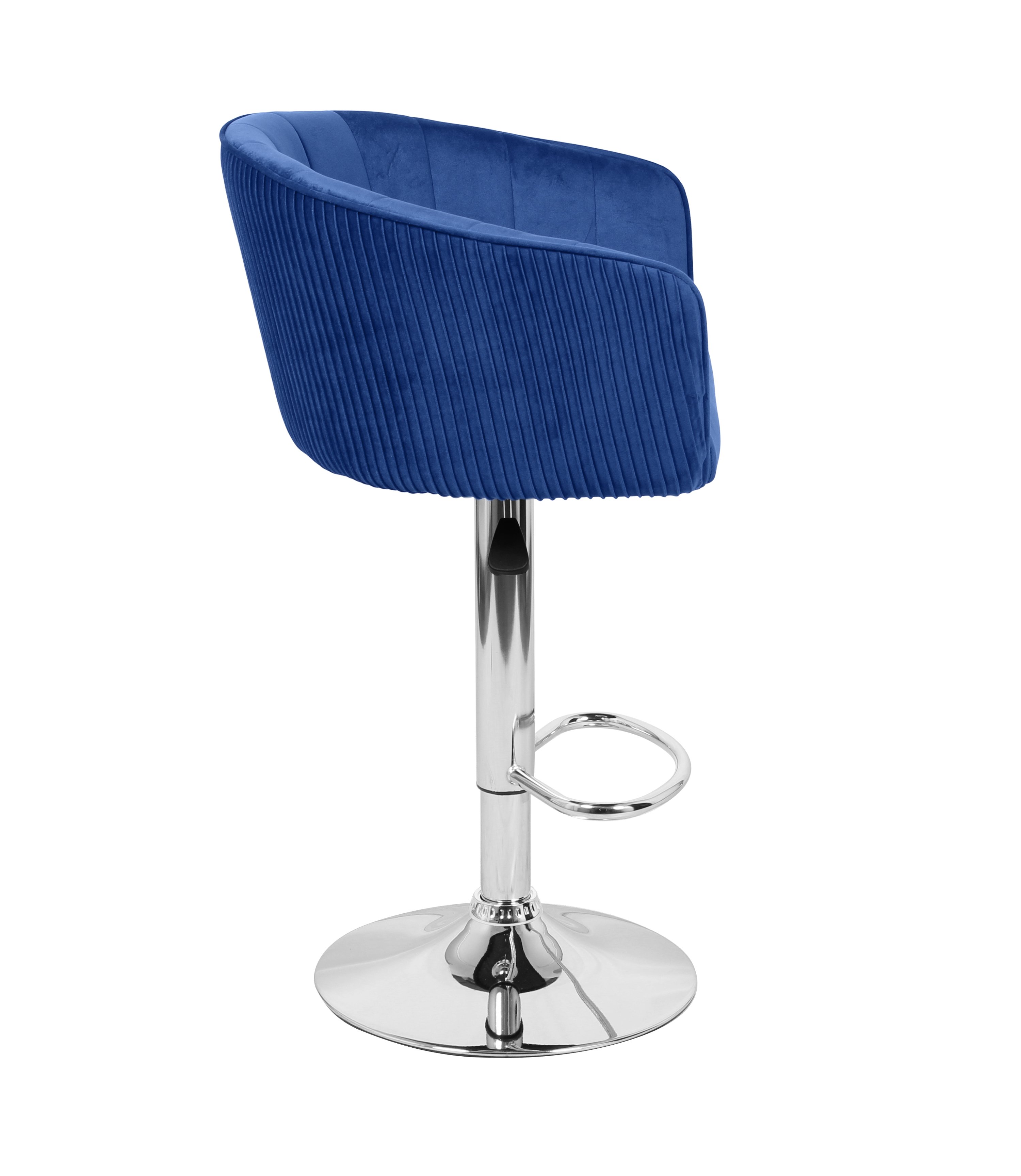 Барный стул на газлифте МАРК WX-2325 синий велюр, основание хромированная сталь