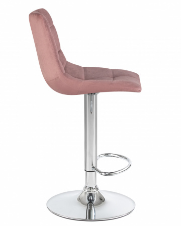 Барный стул на газлифте DOBRIN TAILOR LM-5017, пудрово-розовый велюр, основание хромированная сталь