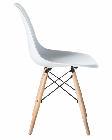 Обеденный стул DOBRIN DSW, ножки светлый бук, цвет белый (W-02) пластик 