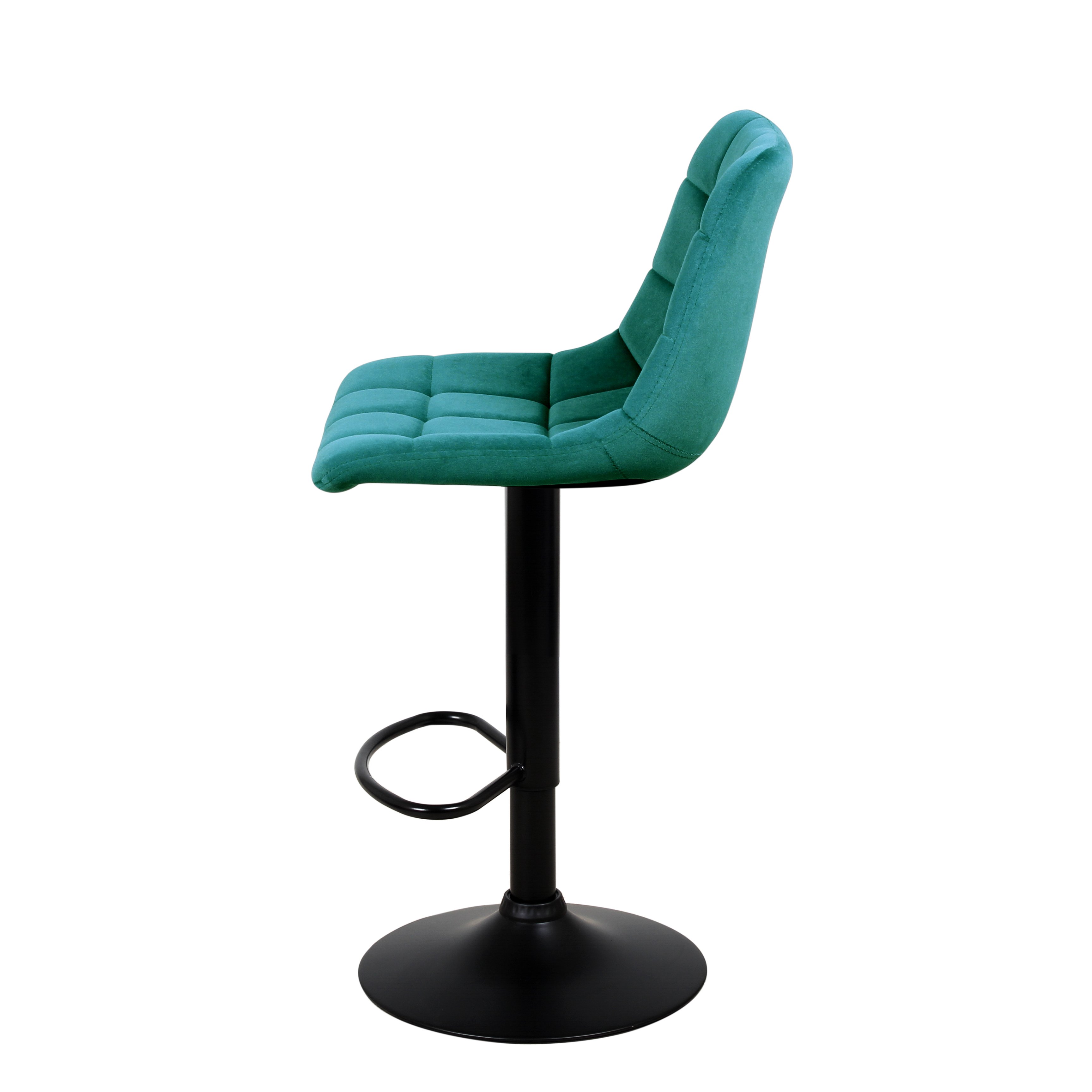 Барный стул на газлифте ЛИОН зеленый велюр, цвет основания черный