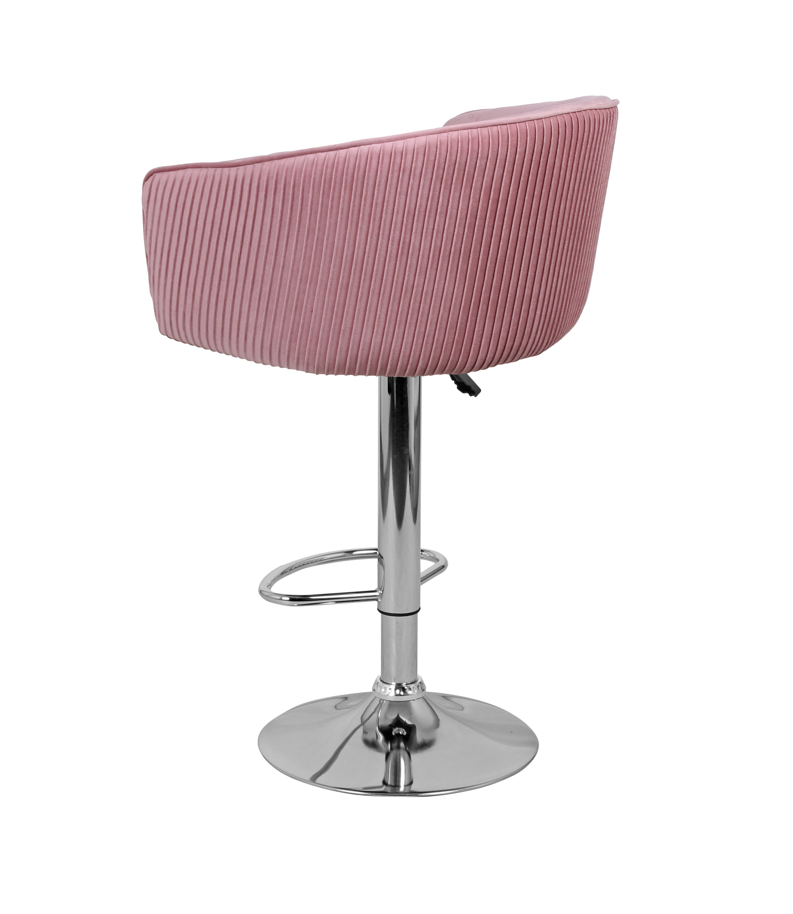 Барный стул на газлифте МАРК WX-2325 розовый велюр, основание хромированная сталь