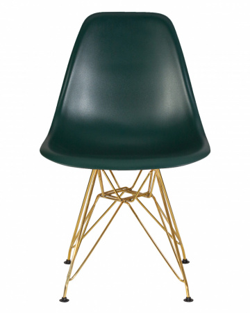 Обеденный стул DOBRIN DSR, ножки золотые, цвет тёмно-зеленый пластик (G-13)  