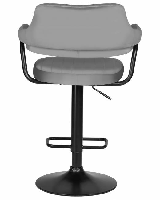 Барный стул на газлифте DOBRIN CHARLY BLACK, серый велюр, цвет основания черный