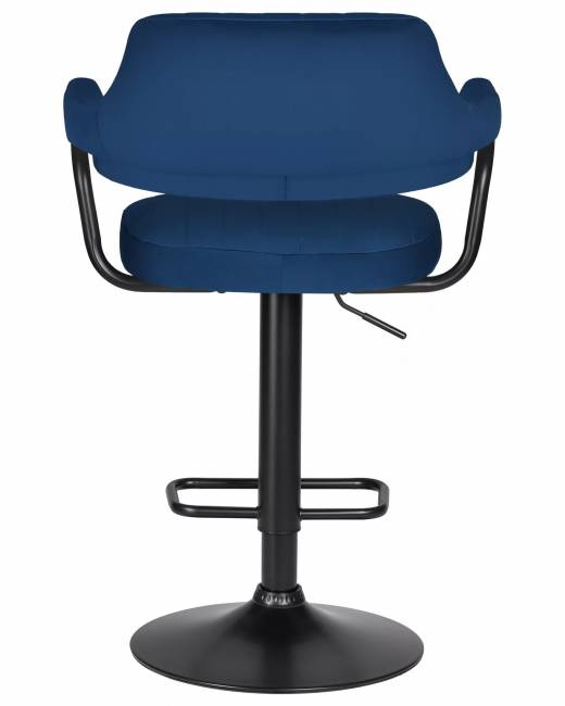 Барный стул на газлифте DOBRIN CHARLY BLACK, синий велюр, цвет основания черный