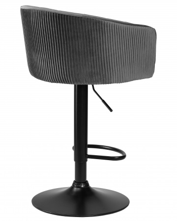 Барный стул на газлифте DOBRIN DARCY BLACK, серый велюр, черное основание