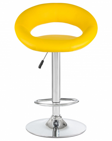Барный стул на газлифте DOBRIN MIRA, желтый экокожа, основание хром