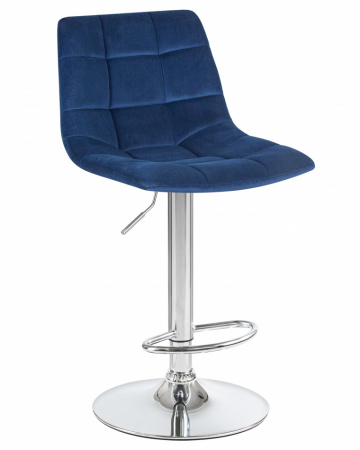 Барный стул на газлифте DOBRIN TAILOR LM-5017, синий велюр, основание хромированная сталь