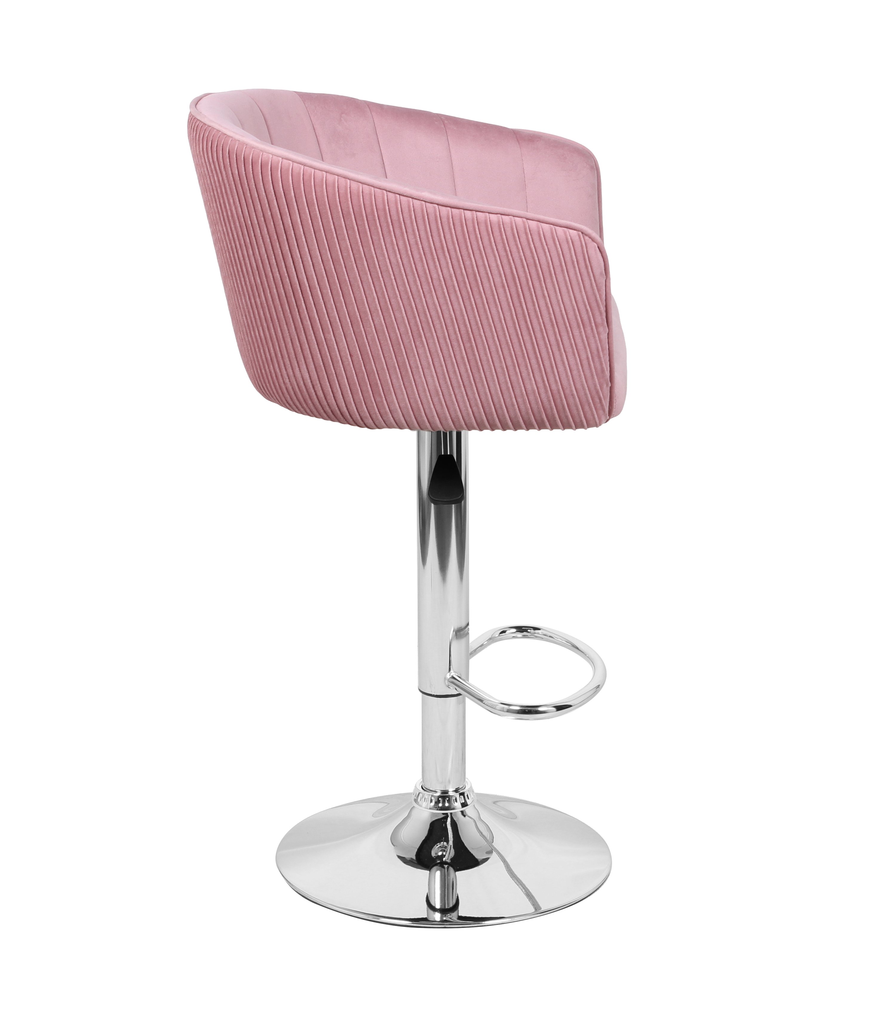 Барный стул на газлифте МАРК розовый велюр, основание хром