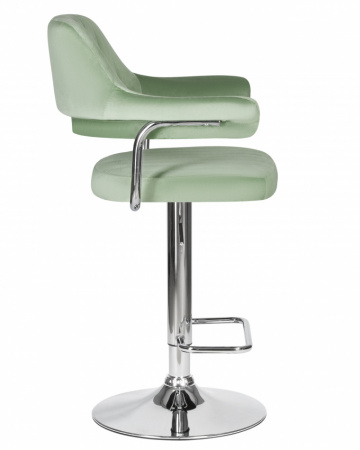 Барный стул на газлифте DOBRIN CHARLY LM-5019, пудрово-мятный велюр (MJ9-87), цвет основания хром 
