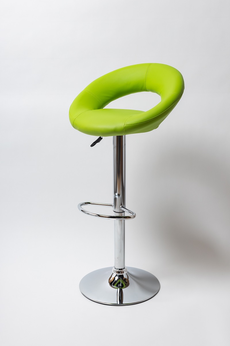Барный стул на газлифте BN 1009-1 зеленый экокожа, основание хром