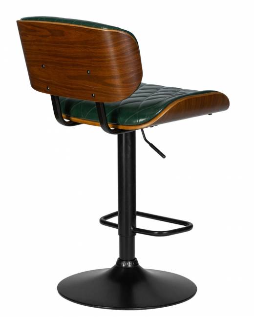 Барный стул на газлифте DOBRIN MORGAN LMZ-6929_BlackBase коричневое дерево, зеленый глянец PU 1890-14