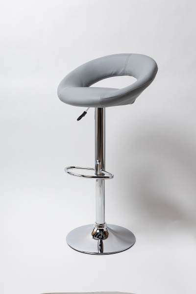 Барный стул на газлифте BN 1009-1 серый экокожа, основание хром