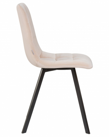Обеденный стул DOBRIN ALEX SQUARE, черные матовые ножки, кремовый велюр (V108-113)