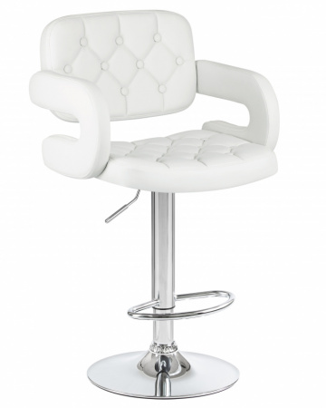Барный стул на газлифте DOBRIN TIESTO LM-3460, белый экокожа, цвет основания хром 