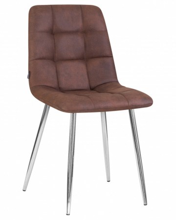Обеденный стул DOBRIN ALEX, хром ножки, коричневая микрофибра (PK-03)
