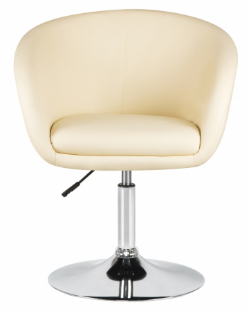 Кресло дизайнерское DOBRIN EDISON LM-8600, кремовый экокожа, основание хром