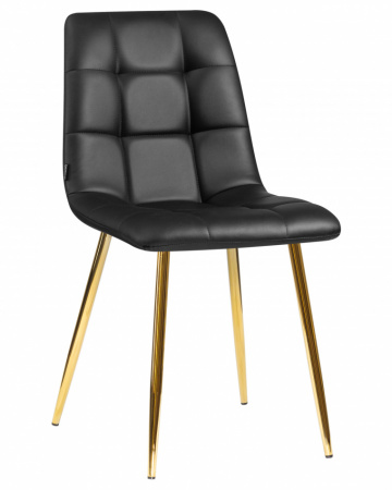 Обеденный стул DOBRIN ALEX, золотые ножки, чёрная экокожа (P-01)
