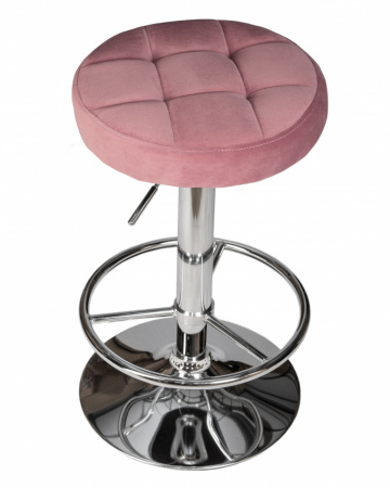 Барный табурет на газлифте DOBRIN BRUNO, цвет сиденья пудрово-розовый велюр (MJ9-32), цвет основания хром