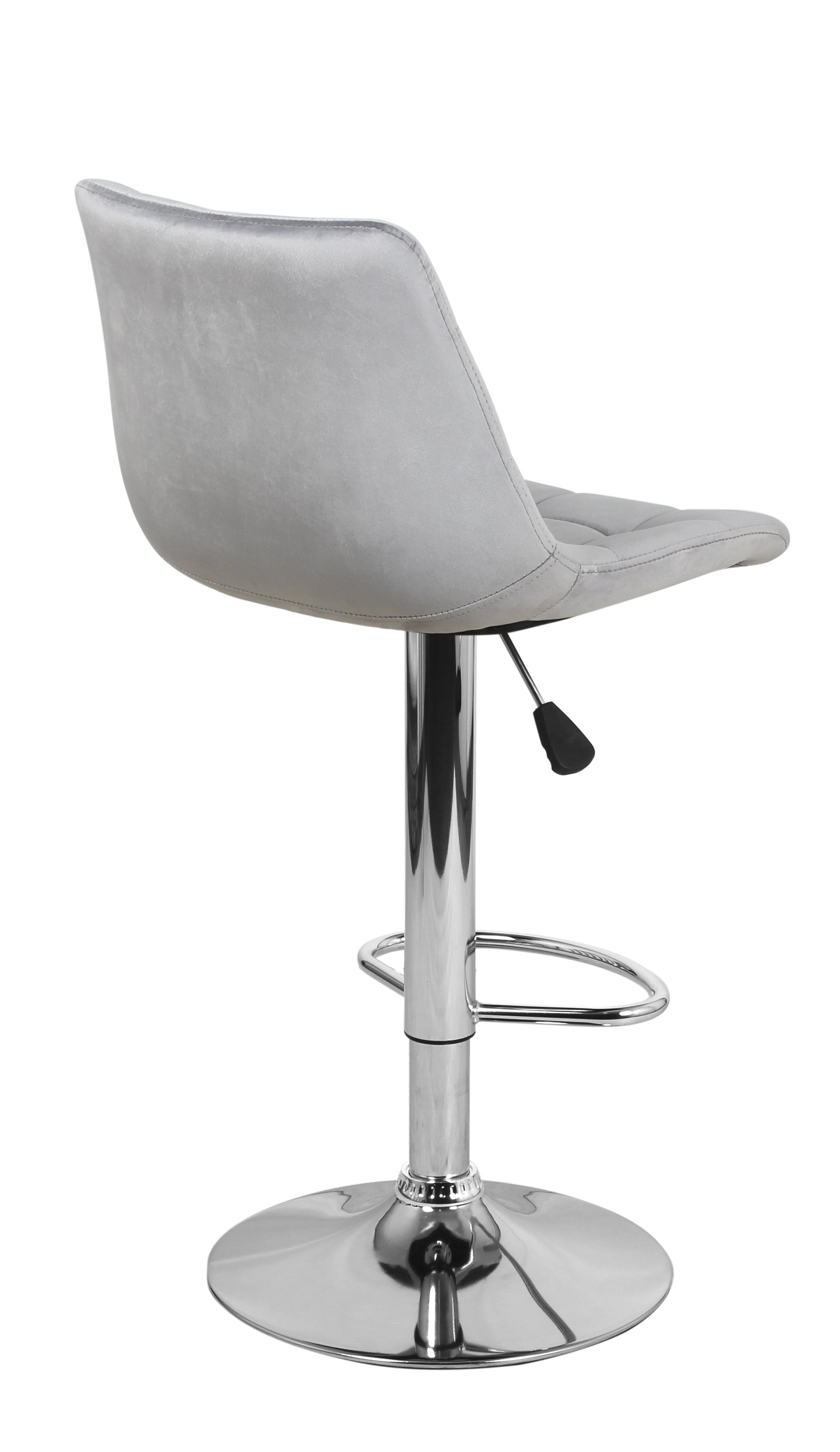 Барный стул на газлифте ТУЛОН WX-2819 серый велюр, основание хромированная сталь