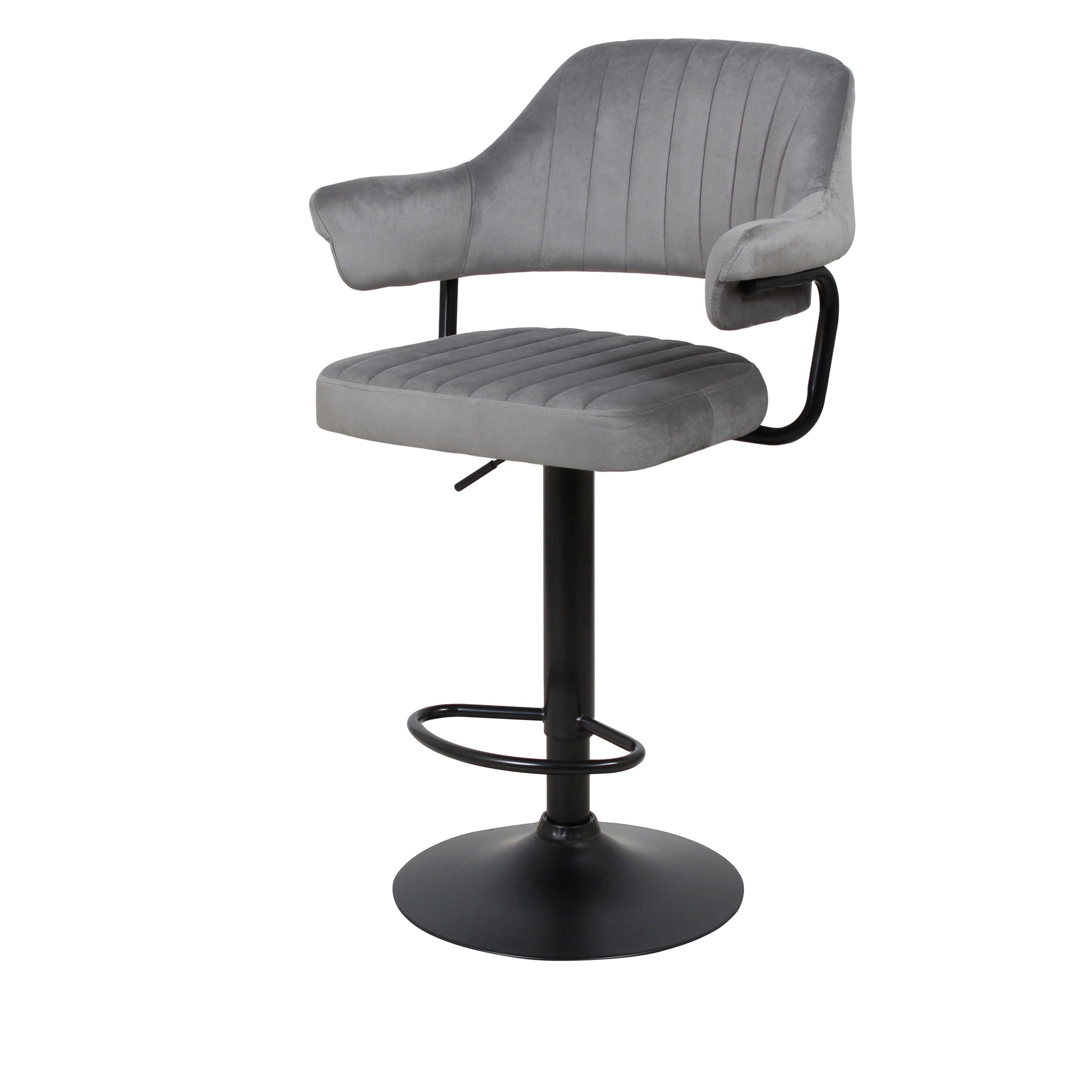 Барный стул на газлифте КАНТРИ WX-2917 серый велюр, черное основание