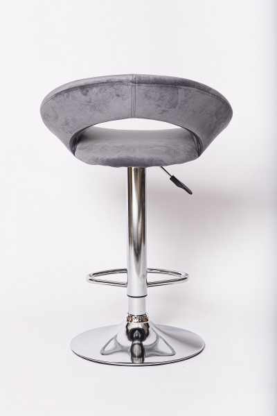 Барный стул на газлифте BN-1009-1, серый вельвет, основание хром