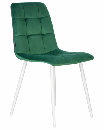 Обеденный стул DOBRIN CHILLY, Темно-зеленый Holland 30, основание белое