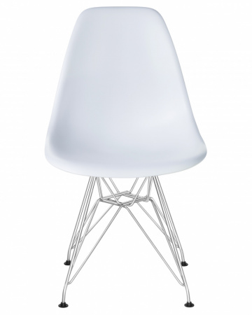 Обеденный стул DOBRIN DSR, ножки хром, цвет белый пластик (W-02)  