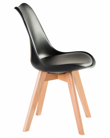 Обеденный стул DOBRIN JERRY SOFT, цвет сиденья черный (B-03), цвет основания светлый бук