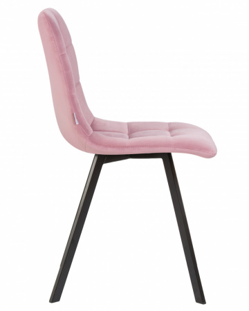Обеденный стул DOBRIN ALEX SQUARE, черные матовые ножки, розовый велюр (V108-15)