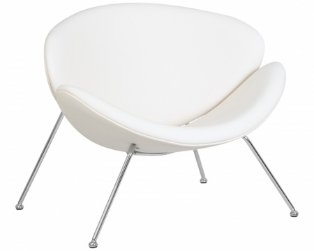 Кресло дизайнерское DOBRIN EMILY LMO-72 белый винил (YP17), хромированная сталь