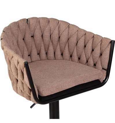 Барный стул на газлифте DOBRIN LEON LM-9690 коричневая ткань, черное основание