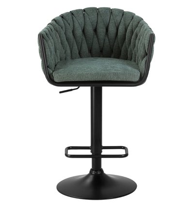 Барный стул на газлифте DOBRIN LEON LM-9690 зеленая ткань, черное основание