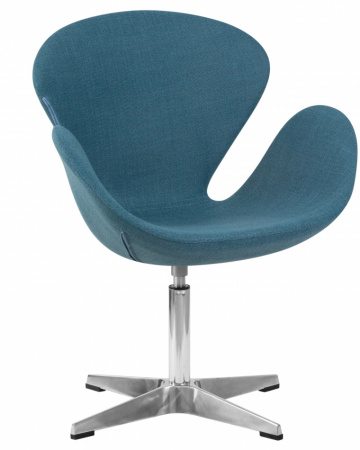 Кресло дизайнерское DOBRIN SWAN LMO-69A, синяя ткань IF6, алюминиевое основание