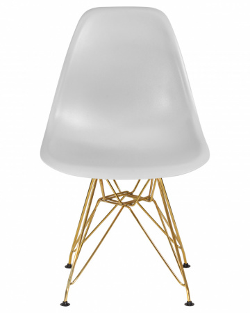 Обеденный стул DOBRIN DSR, ножки золотые, цвет светло-серый пластик (GR-01) 