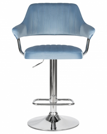 Барный стул на газлифте DOBRIN CHARLY LM-5019, пудрово-голубой велюр (MJ9-74), цвет основания хром сталь