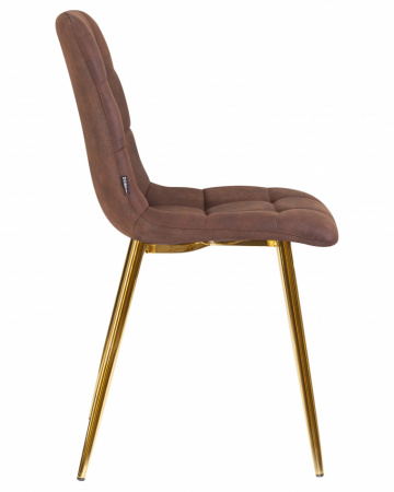 Обеденный стул DOBRIN ALEX, золотые ножки, коричневая микрофибра (PK-03)