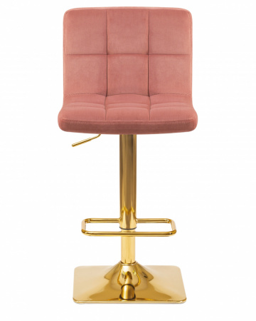Барный стул на газлифте DOBRIN GOLDIE LM-5016 велюр пудрово-розовый, цвет основания золотой