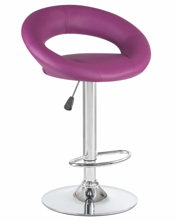 Барный стул на газлифте DOBRIN MIRA фиолетовый экокожа, основание хром