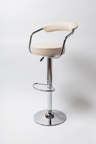 Барный стул на газлифте BN -1080 бежевый, цвет основания хром