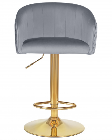 Барный стул на газлифте DOBRIN DARCY GOLD LM-5025_Gold Base, серый велюр, цвет основания золотой