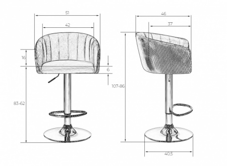 Барный стул на газлифте DOBRIN DARCY LM-5025, песочный велюр (1922-3), цвет основания хром
