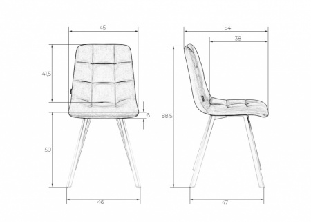 Обеденный стул DOBRIN ALEX SQUARE, черные матовые ножки, кремовый велюр (V108-113)