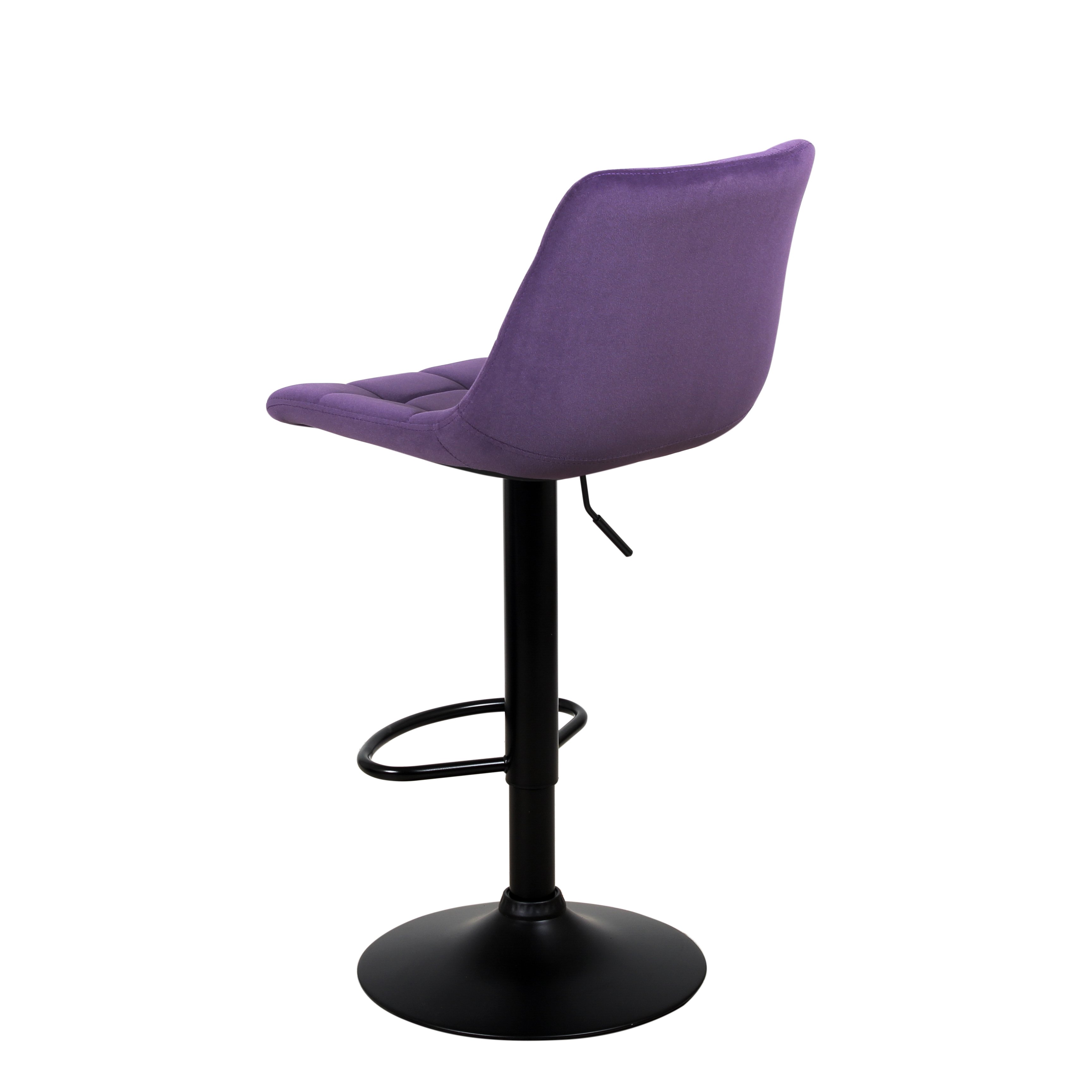 Барный стул на газлифте ЛИОН фиолетовый велюр, цвет основания черный
