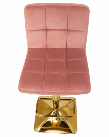 Барный стул на газлифте DOBRIN GOLDIE LM-5016 велюр пудрово-розовый, цвет основания золотой