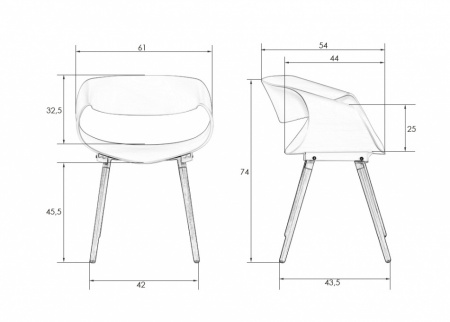 Обеденный стул DOBRIN ALIEN 682PP-LMZL, ножки светлый бук, цвет светло-серый пластик (GR-01)