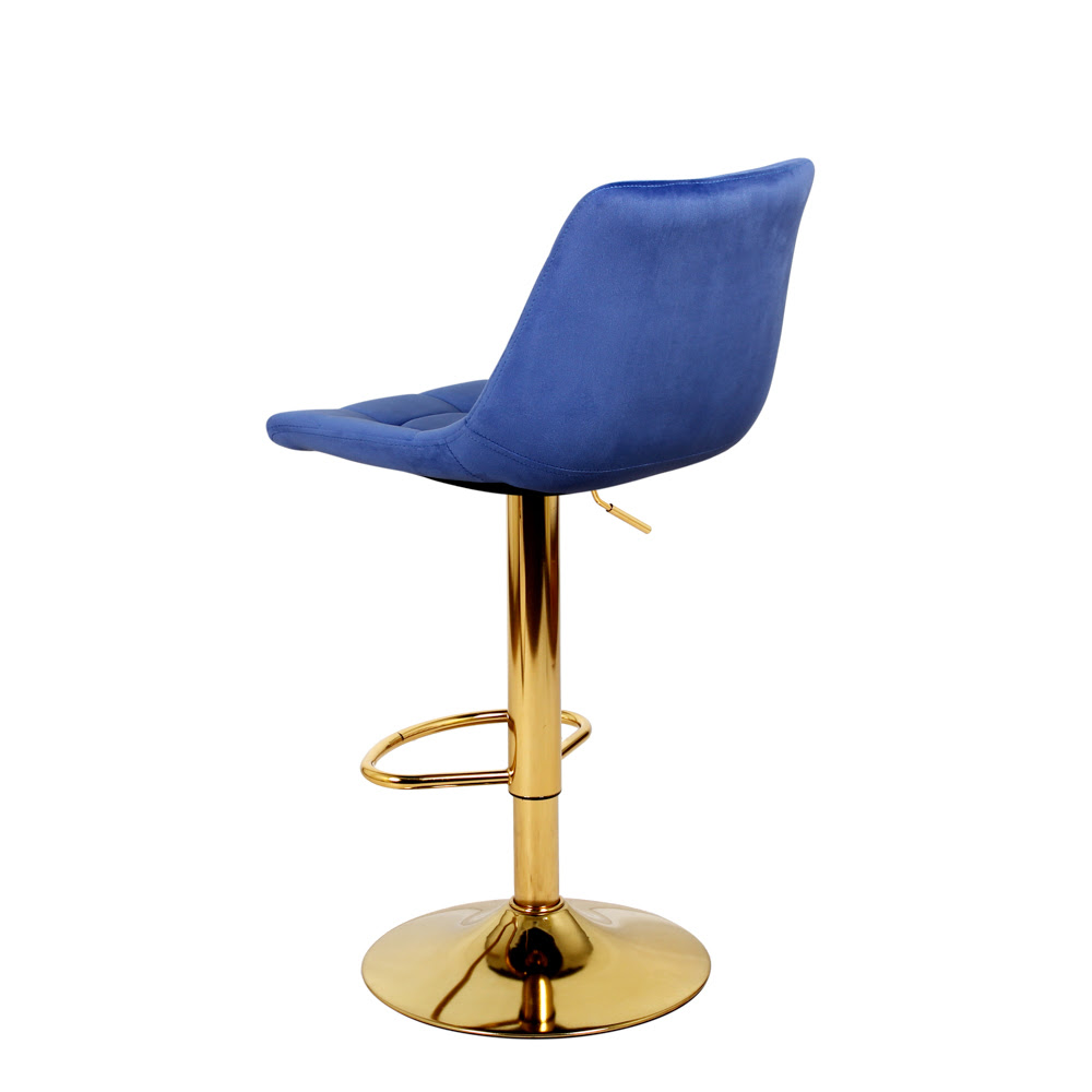 Барный стул на газлифте ДИЖОН WX-2822 синий велюр, цвет основания золотой
