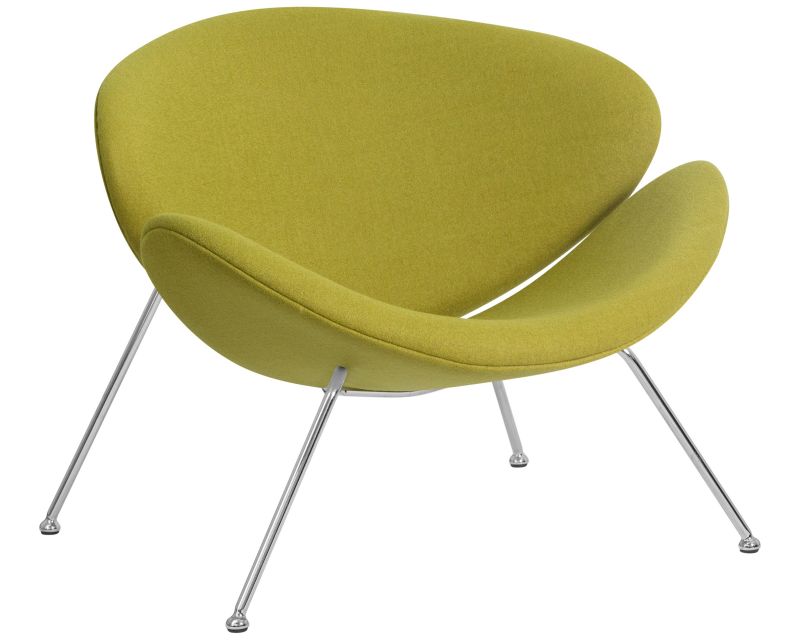 Кресло дизайнерское DOBRIN EMILY LMO-72 светло-зеленая ткань AF3, хромированная сталь