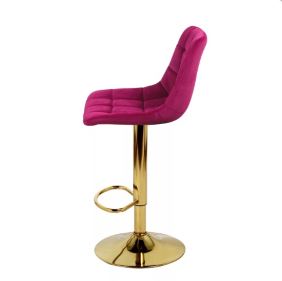 Барный стул на газлифте ДИЖОН WX-2822 бордовый велюр, цвет основания золотой