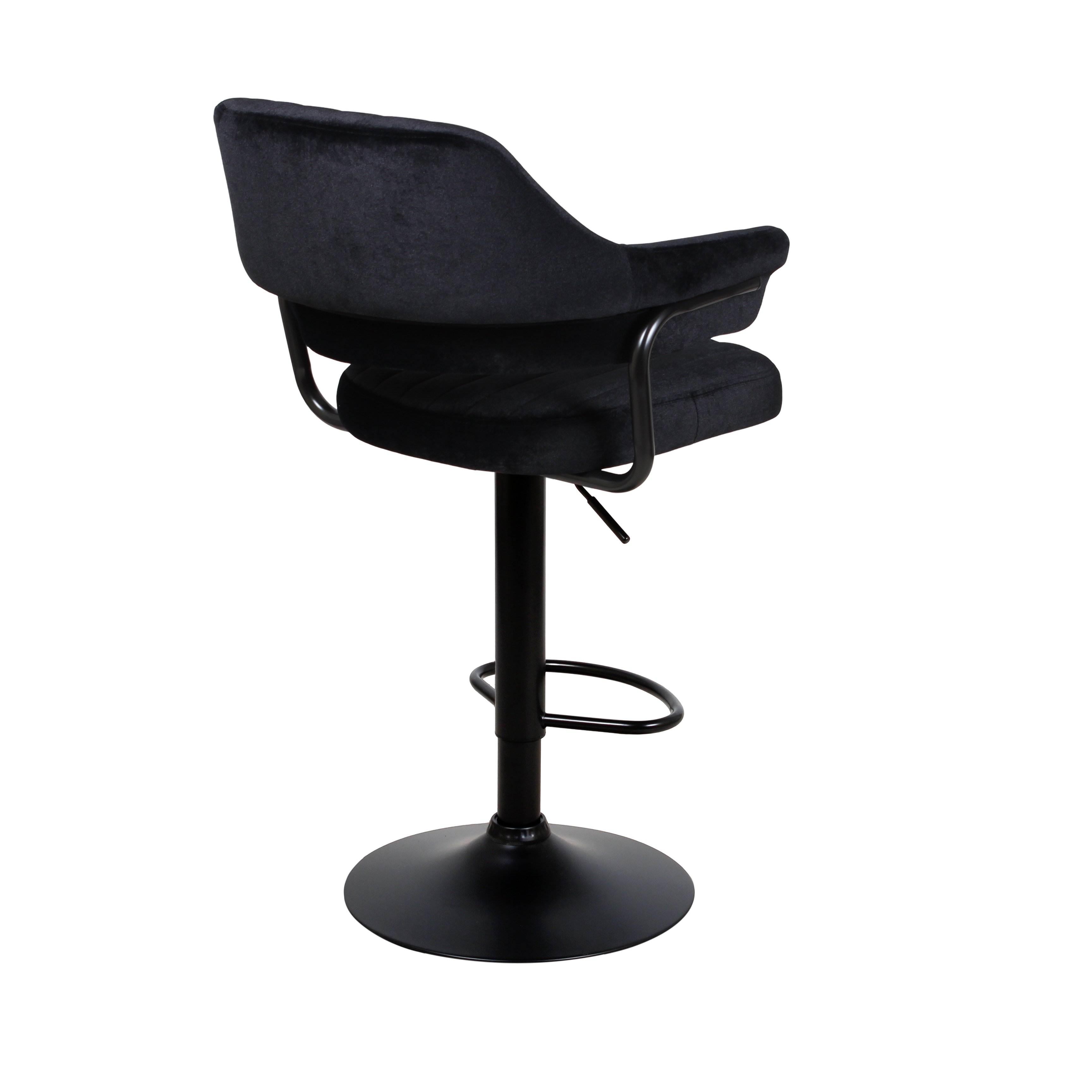 Барный стул на газлифте КАНТРИ черный велюр, цвет основания черный