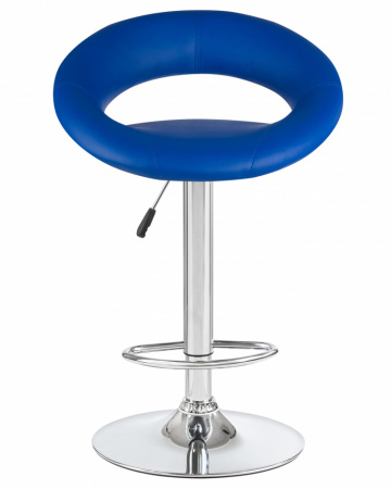 Барный стул на газлифте DOBRIN MIRA синий экокожа, основание хром